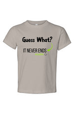 Load image into Gallery viewer, Guess What? It Never Ends Toddler Jersey Tee
