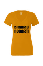 Load image into Gallery viewer, Rubbish The Rumors n Badmind Women’s Jersey Deep V-Neck Tee