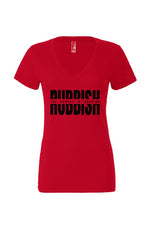 Load image into Gallery viewer, Rubbish The Rumors n Badmind Women’s Jersey Deep V-Neck Tee
