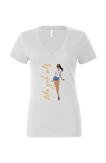 Load image into Gallery viewer, Like Yuh Self Gold Women’s Jersey Deep V-Neck Tee