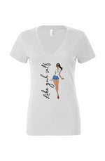 Load image into Gallery viewer, Like Yuh Self Women’s Deep V-Neck- Black lettering