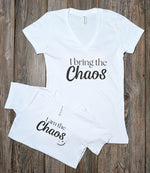 Load image into Gallery viewer, I bring the chaos Women’s Deep V-Neck Tee