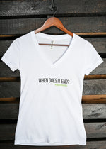 Load image into Gallery viewer, When does it end Women’s Jersey Deep V-Neck Tee