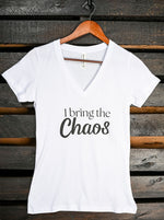 Load image into Gallery viewer, I bring the chaos Women’s Deep V-Neck Tee