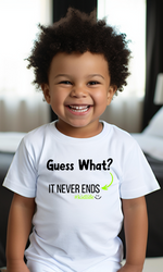 Load image into Gallery viewer, Guess What It never ends Toddler Jersey Tee