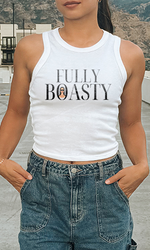 Load image into Gallery viewer, Fully Boasty Rib Racer Tank - Black lettering