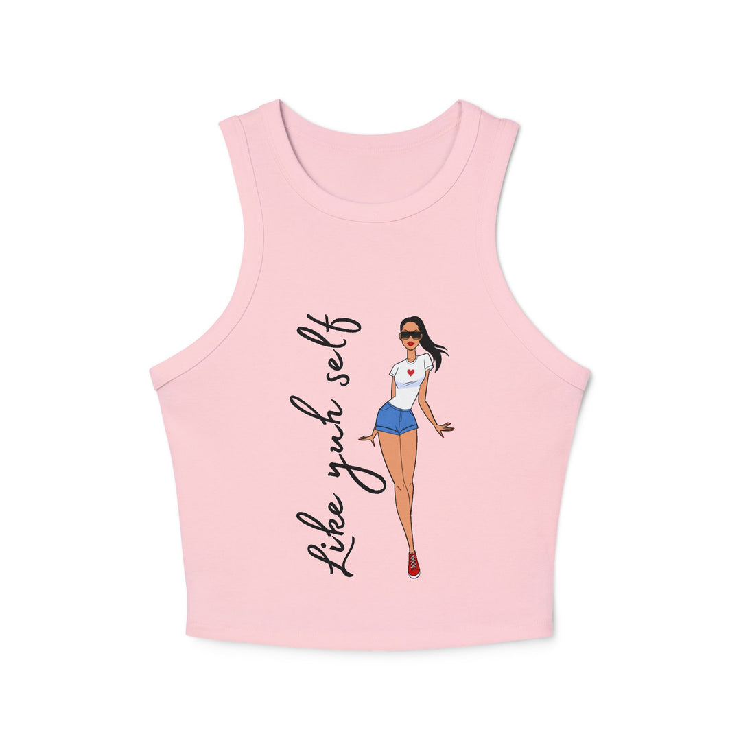 Like Yuh Self Rib Racer Tank-BLACK LETTERING