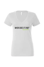 Load image into Gallery viewer, When does it end Women’s Jersey Deep V-Neck Tee
