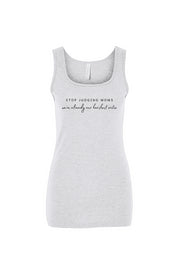 Stop judging moms Women's Micro Rib Tank
