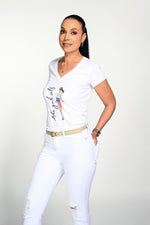 Load image into Gallery viewer, Like Yuh Self Women’s Deep V-Neck- Black lettering
