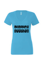 Load image into Gallery viewer, Rubbish The Rumors n Badmind Women’s Jersey Deep V-Neck Tee
