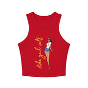 Like Yuh Self Rib Racer Tank- Gold Lettering