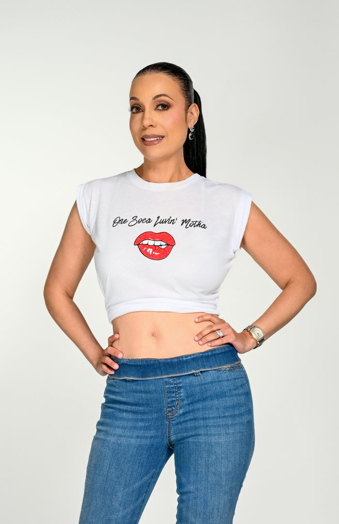 One soca luvin motha crop tee