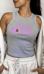 Load image into Gallery viewer, Fully Boasty Rib Racer Tank - Fuchsia lettering
