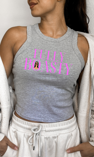 Fully Boasty Rib Racer Tank - Fuchsia lettering