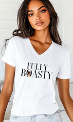 Load image into Gallery viewer, Fully Boasty Women’s Jersey Deep V-Neck Tee
