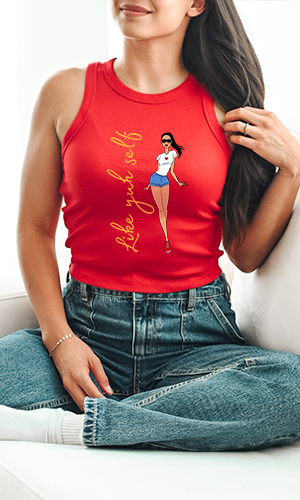 Like Yuh Self Rib Racer Tank- Gold Lettering