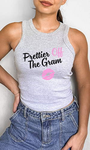 Prettier off the gram rib racer Tank