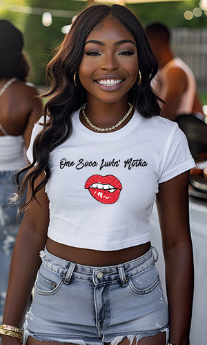One soca luvin motha crop tee